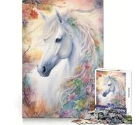 Impresionante Rompecabezas de Caballo Blanco para Adolescentes, 1000 Piezas, Juguete para ejercitar la Mente, Actividad para el hogar, decoración de Pared con Corte de precisión 38x26cm