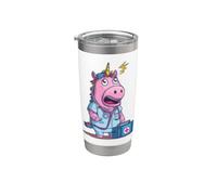 Impresionante unicornio doc con disfraz de medicina Vaso térmico de acero inoxidable de doble pared