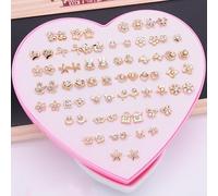 Impresionantemente hermosa, una colección completa de 36 pares de aretes florales para mujer con cristales (n.º 1)