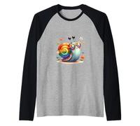 Impresionantes gafas de sol de arco iris lindo caracol Camiseta Manga Raglan