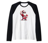 Impresionantes Gafas de Sol de Papá Noel con señal Pulgar hacia Arriba Camiseta Manga Raglan