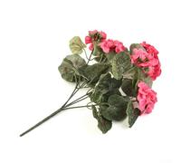Impresionantes geranios artificiales para decoración de interiores y exteriores, flores de seda vibrantes para todas las ocasiones (rosa oscuro)