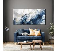 Impresiones abstractas de acuarela sobre lienzo, pintura artística estilo lavado de tinta, decoración de pared con líneas libres, póster decorativo para cafetería (50 x 100 cm/sin marco)