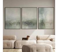 Impresiones abstractas de paisajes naturales verdes sobre lienzo, pintura, póster, imagen para pared, decoración moderna para sala de estar, comedor, hogar (60 x 80 cm, 3 piezas)