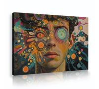 Impresiones abstractas en lienzo Arte mural Pintura psicodélica en remolino Decoración moderna del salón Retrato fantasmal rostro humano Póster pared Decoración interior Cuadro interior 40x56cm