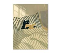 Impresiones artísticas de pared con diseño de gato negro retro leyendo póster con temática de lectura impresión en lienzo pintura obra de arte estudio dormitorio librería decoración 80 x 120 cm