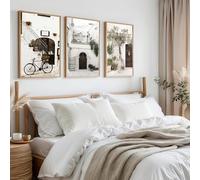 Impresiones artísticas de pared de Italia, pintura minimalista, pósteres de paisajes urbanos italianos, decoración del hogar, dormitorio, primavera, verano, Mediterráneo (60 x 85 cm, 3 piezas)