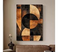Impresiones artísticas de pared enmarcadas con patrón geométrico abstracto en naranja y negro, póster de lienzo grande para decoración de pared de sala de estar (60 x 100 cm)
