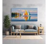 Impresiones artísticas en lienzo de barcos de vela, pinturas abstractas modernas, grandes cuadros de arte mural para sala de estar y dormitorio (25 x 50 cm
