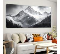 Impresiones artísticas en lienzo para pared, imágenes de paisajes nevados en blanco y negro, póster moderno minimalista de naturaleza para sala de estar (25x50cm/10x20in)