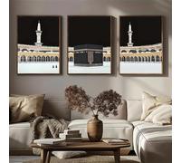 Impresiones artísticas en lienzo, pintura de paisaje de Tierra Santa islámica, decoración de pared para sala de estar, dormitorio, oficina, aula, hogar (60 x 80 cm, 3 piezas)