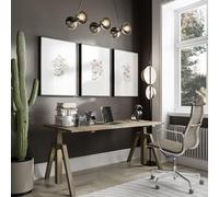 Impresiones artísticas para pared de oficina, juego de 3 colgantes de pared, arte pastel, cuadros de pared Shabby Chic, pósteres de decoración de pared, oficina en casa, espacio de trabajo, decoración