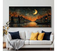 Impresiones de arte de pared abstracto moderno Crescent Hamlet, pintura en lienzo, imágenes de pared, obras de arte enmarcadas grandes, decoración para dormitorio (30 x 65 cm con marco)