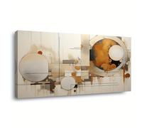 Impresiones de arte de pared abstracto moderno, sinfonía circular, pintura en lienzo, imágenes de pared, obras de arte enmarcadas grandes, decoración para sala de estar (70 x 150 cm con marco)