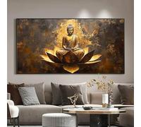 Impresiones de arte de pared moderno sobre lienzo, pintura de estatua de Buda de loto, decoración artística para el hogar, habitación, religión (70 x 140 cm)