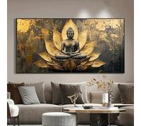 Impresiones de arte de pared moderno sobre lienzo, pintura de estatua de Buda de loto, decoración artística para el hogar, habitación, religión (50 x 100 cm)