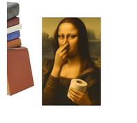 Impresiones de arte divertidas - Mona Lisa WC | Mural de taparse la nariz | Paquete de 1 para decoración de baño, cartel de parodia vintage sin marco, arte retro inspirado en Davinci, decoración de pa