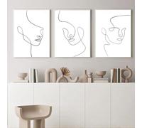 Impresiones de arte lineal con rostros de mujeres, pósteres abstractos, minimalismo nórdico, arte de pared, impresiones en lienzo, cuadros para decoración del hogar (50 x 75 cm, 3 piezas)