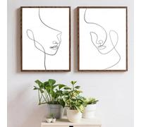 Impresiones de arte lineal con rostros de mujeres, pósteres abstractos, minimalismo nórdico, arte de pared, impresiones en lienzo, cuadros para decoración del hogar (60 x 90 cm, 2 unidades)