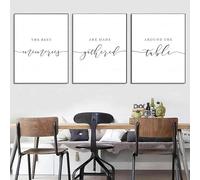 Impresiones de cocina: Los mejores recuerdos se crean alrededor de la mesa, póster en lienzo, arte de pared, decoración para comedor (70 x 100 cm, 3 piezas sin marco)