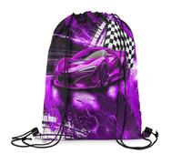 Impresiones De Colmena De Velocidad De Autos De Carrera Bolsa De Cuerdas Fácil De Doblar Mochila con Cordón Ligera Bolsa De Hombro Doble para Al Aire Libre Senderismo Viaje 36X42Cm