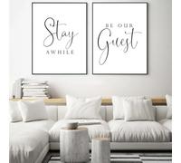 Impresiones de estilo nórdico sobre lienzo, pintura "Be Our Guest", arte de pared para sala de estar y dormitorio, decoración del hogar (50 x 70 cm, 2 piezas)