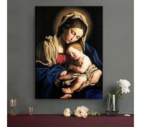 Impresiones de obras de arte del Sagrado Corazón de la Virgen María,póster religioso de la Virgen Negra,pintura en lienzo,imágenes de arte de pared católico,decoración del hogar 60x90cm Sin Marco