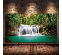 Impresiones de paisajes Carteles de lienzo Pinturas de cascadas naturales Arte de la pared Paisaje Imagen Cascada Sala de estar Decoración para el hogar 80x164cm (32x65in) Con marco