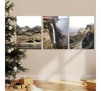 Impresiones de paisajes modernos sobre lienzo, arte de pared, impresión de naturaleza y montañas, colores variados para dormitorio y sala de estar (40 x 60 cm, 3 piezas)