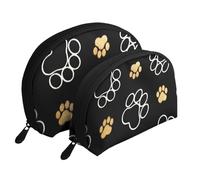 Impresiones de Patas de Perro Sories Impresas, Bolsa de Maquillaje de Concha, Monedero pequeño para Mujer, Bolsa de artículos de tocador, Bolsa de cosméticos, 2 Piezas