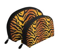 Impresiones de Tigre, Bolsa de Maquillaje de Concha, Monedero pequeño para Mujer, Bolsa de artículos de tocador, Bolsa de cosméticos, 2 Piezas