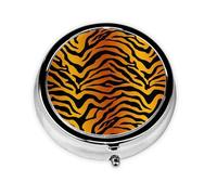 Impresiones de tigre, Pastillero, Pastillero redondo Pequeño contenedor de pastillas Organizador de pastillas de viaje