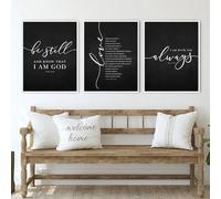 Impresiones en lienzo, arte de pared, póster, "Be Still Love is Patient I am with you Always Verse", pintura en lienzo, impresiones para decoración del hogar (30 x 40 cm, 3 piezas)