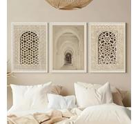 Impresiones en lienzo de caligrafía islámica, pósteres, arte de pared con patrones geométricos árabes para sala de estar, oficina, decoración del hogar (30 x 40 cm, 3 unidades)