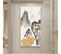 Impresiones en lienzo de estilo chino, decoración de paisajes, pintura minimalista moderna para sala de estar, dormitorio, oficina y hogar (40 x 80 cm)