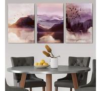 Impresiones en lienzo de paisajes minimalistas modernos, pinturas decorativas de estilo nórdico para sala de estar, dormitorio, entrada (30 x 40 cm, 3 piezas)