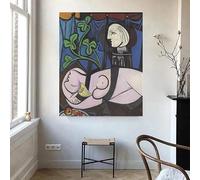 Impresiones en lienzo de una mujer sentada en un sillón rojo de Pablo Picasso, pintura al óleo abstracta sobre lienzo, arte mural, decoración del hogar (60 x 85 cm)