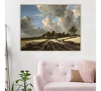 Impresiones en lienzo Jacob van Ruisdael 《Campos de trigo》 Lienzo Pintura al óleo Obra de arte Estética Póster Imagen Pared Decoración para el hogar 60x80cm Sin marco