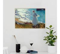 Impresiones en lienzo Joaquín Sorolla《María en la playa de Biarritz》Póster de pintura al óleo sobre lienzo Cuadro decorativo Pared Decoración para el hogar 30x45cm Sin marco