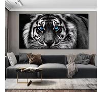 Impresiones en lienzo modernas de gran tamaño, arte de pared con cabeza de tigre en blanco y negro, pósteres de animales para decoración del hogar, 90 x 180 cm, sin marco