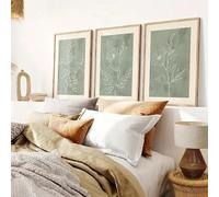 Impresiones en lienzo modernas, retro, sencillas, con plantas, arte de pared, decoración para dormitorio, sala de estar, cocina, pasillo (30 x 40 cm, 3 unidades)