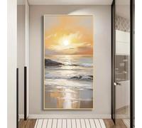 Impresiones en lienzo, pintura abstracta, atardecer en el océano, póster "Un futuro brillante", arte de pared para el hogar y la oficina, decoración de playa, 50 x 100 cm, sin marco