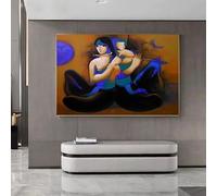 Impresiones en lienzo, pintura abstracta de pareja india al óleo para sala de estar, dormitorio, decoración del hogar, arte de pared moderno (50 x 70 cm/sin marco)
