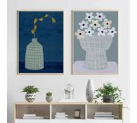 Impresiones en lienzo, pintura abstracta, elegante jarrón, contemporáneo, bohemio, minimalista, póster, arte de pared, imágenes para decoración de dormitorio (70 x 100 cm, 2 unidades)