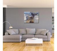 Impresiones en lienzo, pintura artística, paisaje impresionista, Joaquín Sorolla, pescadores valencianos, paisaje marino, obra de arte para decoración del hogar (30 x 50 cm/sin marco)