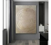 Impresiones en lienzo, pintura con efecto visual, círculos concéntricos abstractos, arte de pared en tonos beige terrosos, paleta neutra para decoración de sala de estar (60 x 90 cm)