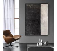 Impresiones en lienzo, pintura con efecto visual, minimalismo negro, arte de pared al óleo gris abstracto bohemio para sala de estar, dormitorio, oficina y hogar (40 x 60 cm/sin marco)