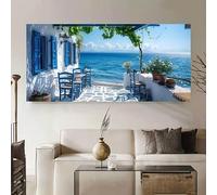 Impresiones en lienzo, pintura con efecto visual moderno sobre una taberna costera, póster para decoración de interiores de dormitorio y sala de estar (60 x 120 cm)