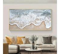 Impresiones en lienzo, pintura con efecto visual, ola de playa, póster, paisaje nórdico, arte de pared, impresión moderna para sala de estar, decoración del hogar (70 x 140 cm)
