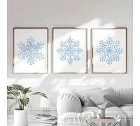 Impresiones en lienzo, pintura de copo de nieve azul, impresión en lienzo, arte de pared, póster moderno para apartamento, sala de estar, decoración del hogar, 40 x 60 cm, 3 piezas, sin marco